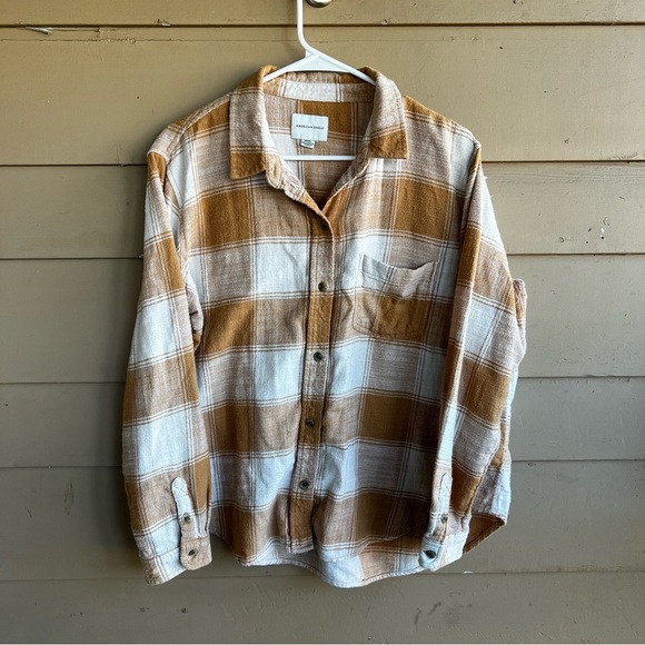 American Ealge Flannel Plaid Button Down Shirt - Women's Size Medium - Picture 1 of 6